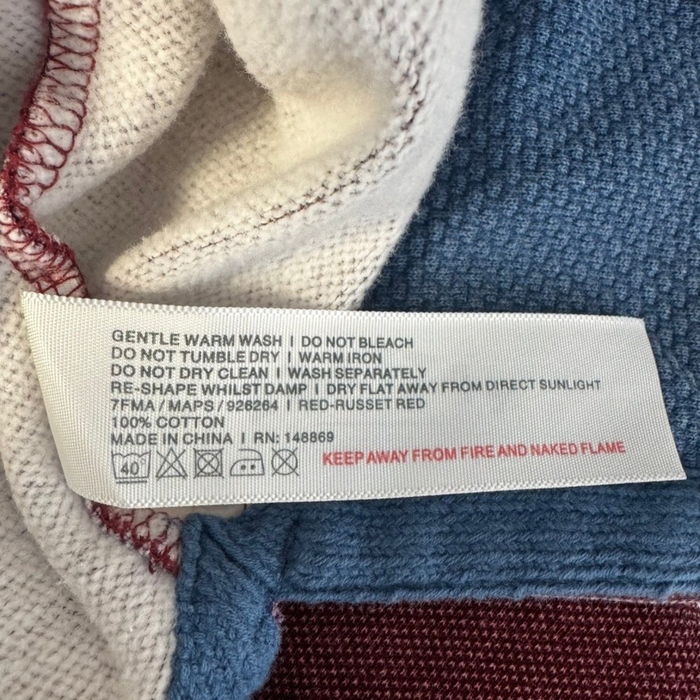 FatFace Airlie Quarter Zip Sweatshirt Mens L Red Russet Vintage Pique Pullover - Picture 8 of 9